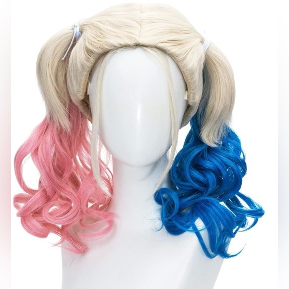 Blonde Wig with Pink & Blue Ombre Curls Halloween / Costume Party / Play NEW - Picture 9 of 9